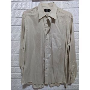 Ike Behar Men's Cream Long Button-Down Shirt Size L
